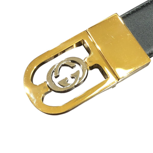 グッチ GUCCI インターロッキング G リバーシブルベルト 547734 ブラック×アイボリー レザー メンズ ベルト