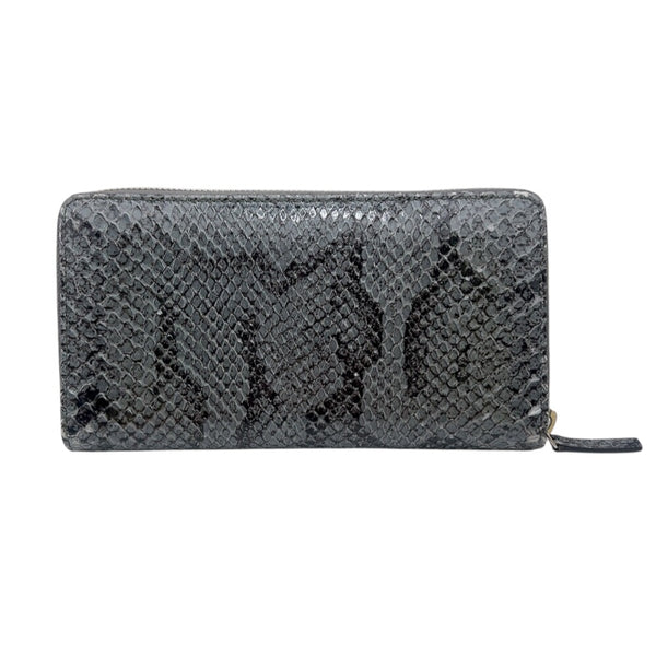 グッチ GUCCI ラウンドファスナー　長財布 353227 グレー　シルバー金具 パイソン ユニセックス 長財布