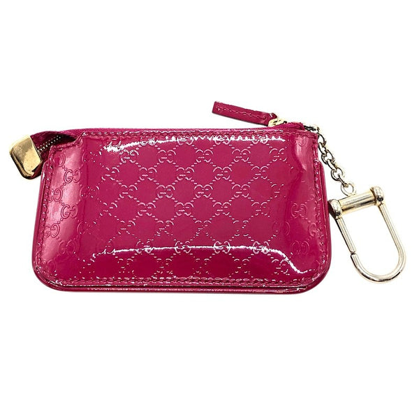 グッチ GUCCI マイクログッチシマ コインケース パープルピンク×SV金具 エナメル/メタル レディース コインケース