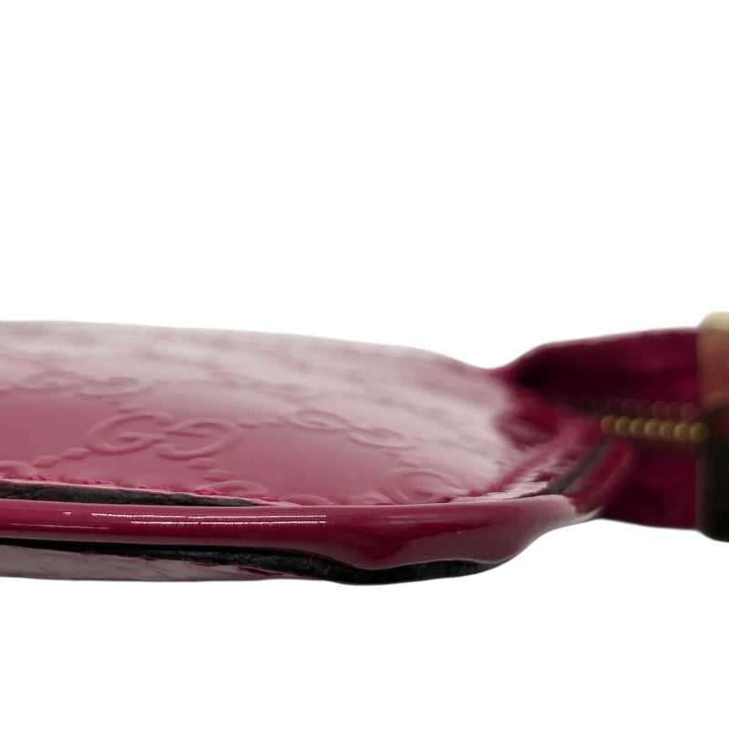 グッチ GUCCI マイクログッチシマ コインケース パープルピンク×SV金具 エナメル/メタル レディース コインケース