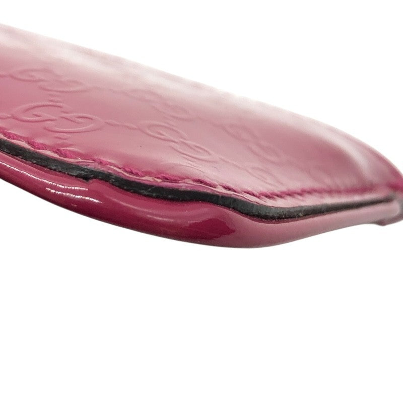 グッチ GUCCI マイクログッチシマ コインケース パープルピンク×SV金具 エナメル/メタル レディース コインケース