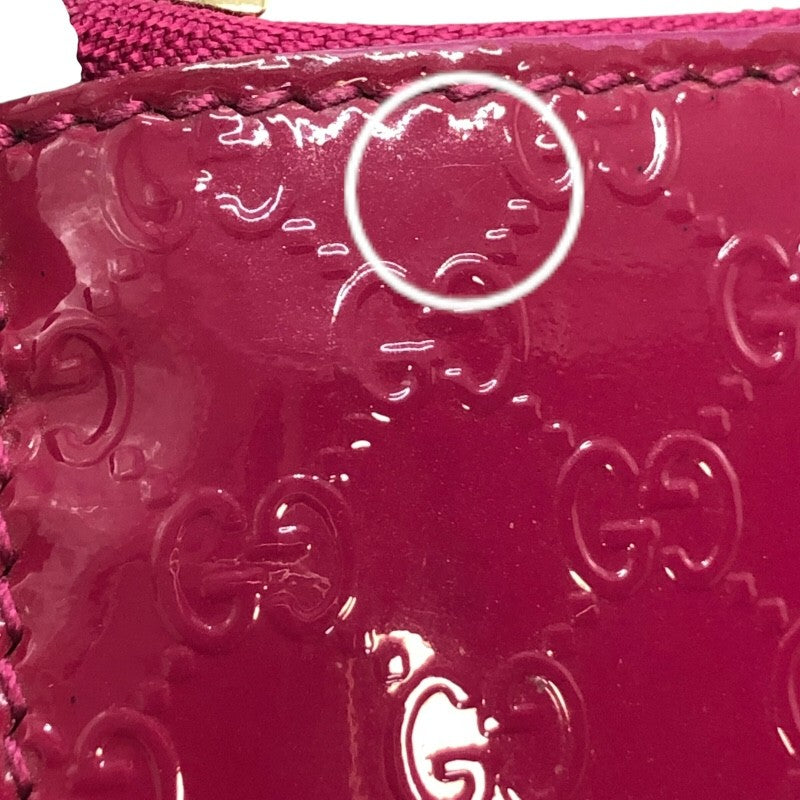 グッチ GUCCI マイクログッチシマ コインケース パープルピンク×SV金具 エナメル/メタル レディース コインケース