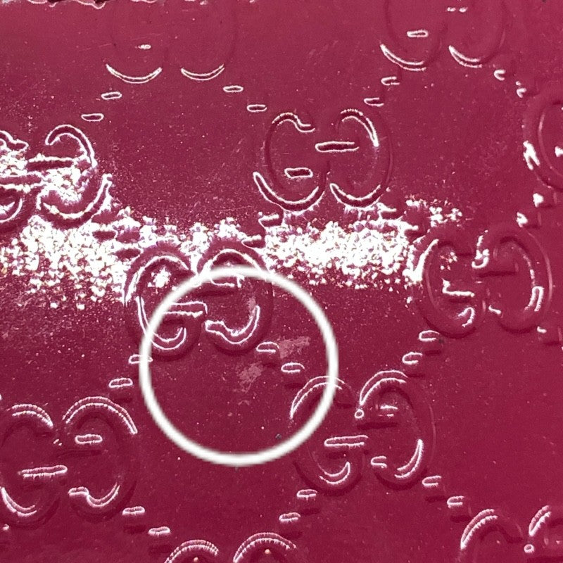 グッチ GUCCI マイクログッチシマ コインケース パープルピンク×SV金具 エナメル/メタル レディース コインケース