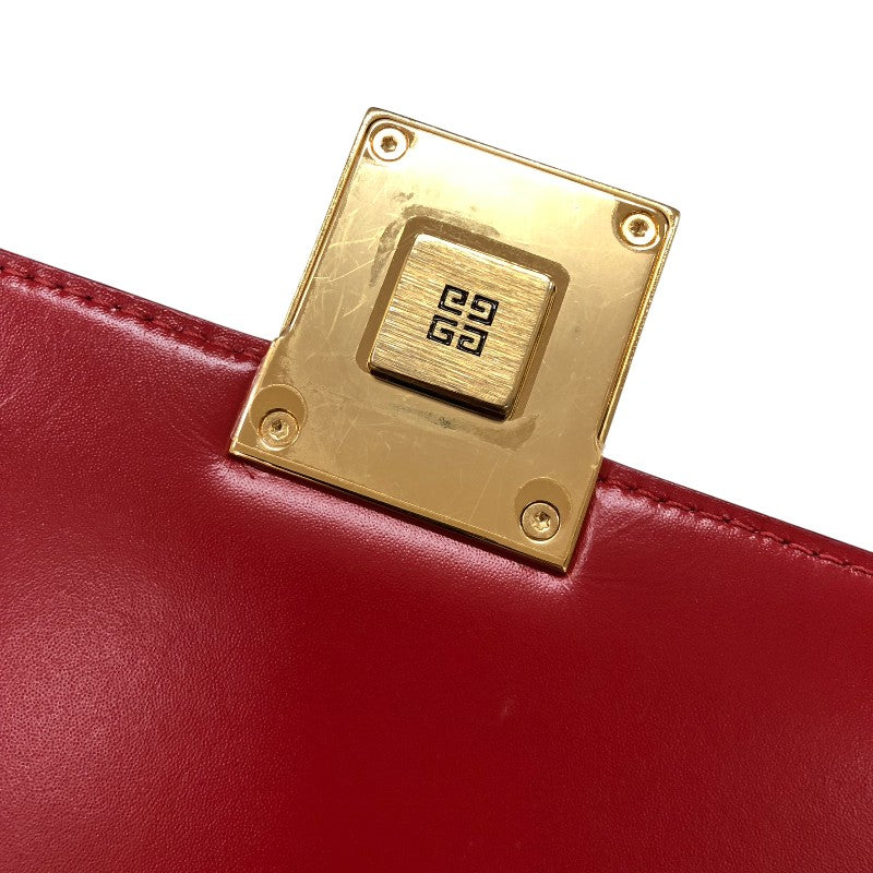 ジバンシィ GIVENCHY 4G チェーン ミディアム バッグ レッド ゴールド金具 カーフレザー レディース ショルダーバッグ