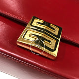 ジバンシィ GIVENCHY 4G チェーン ミディアム バッグ レッド ゴールド金具 カーフレザー レディース ショルダーバッグ