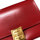 ジバンシィ GIVENCHY 4G チェーン ミディアム バッグ レッド ゴールド金具 カーフレザー レディース ショルダーバッグ