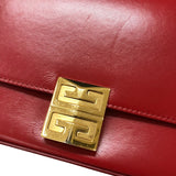 ジバンシィ GIVENCHY 4G チェーン ミディアム バッグ レッド ゴールド金具 カーフレザー レディース ショルダーバッグ