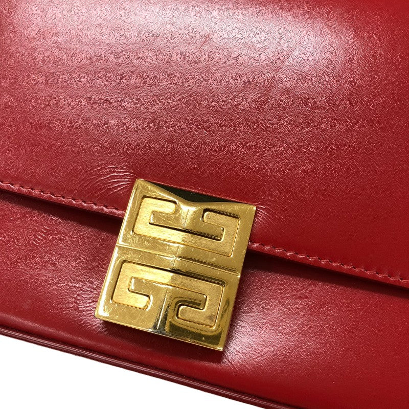 ジバンシィ GIVENCHY 4G チェーン ミディアム バッグ レッド ゴールド金具 カーフレザー レディース ショルダーバッグ