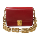 ジバンシィ GIVENCHY 4G チェーン ミディアム バッグ レッド ゴールド金具 カーフレザー レディース ショルダーバッグ
