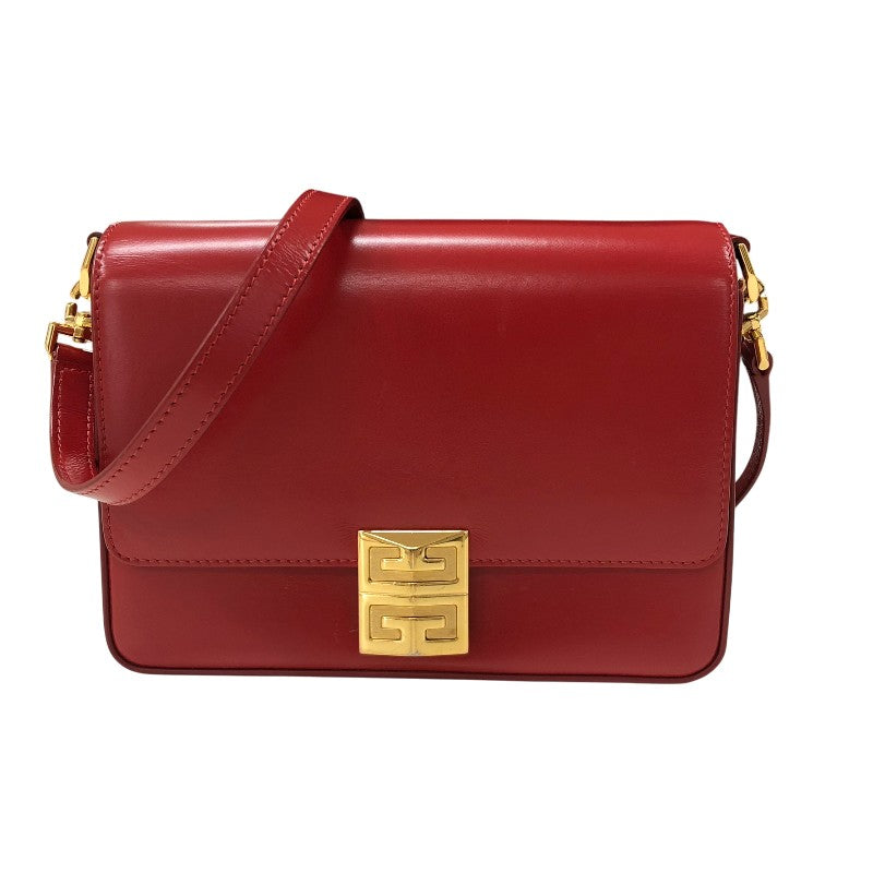 ジバンシィ GIVENCHY 4G チェーン ミディアム バッグ レッド ゴールド金具 カーフレザー レディース ショルダーバッグ