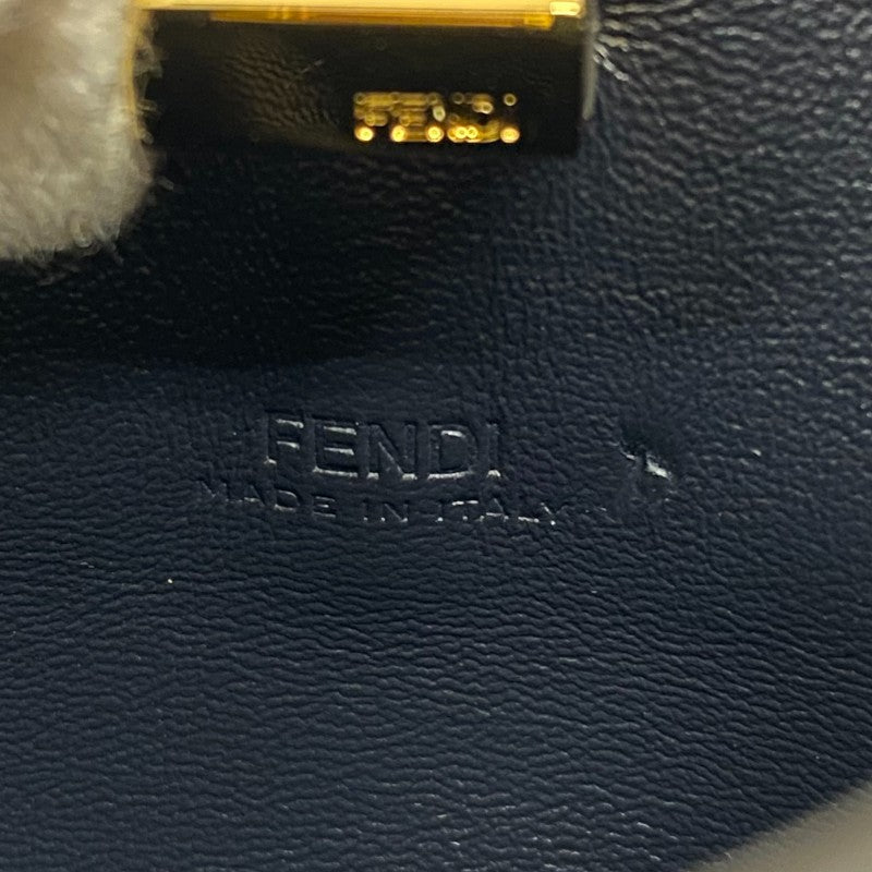 フェンディ FENDI ピーカブー ナノ 7AS294 ネイビー ゴールド金具 ジャガード レザー レディース ハンドバッグ ショルダーバッグ