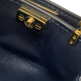 フェンディ FENDI ピーカブー ナノ 7AS294 ネイビー ゴールド金具 ジャガード レザー レディース ハンドバッグ ショルダーバッグ