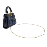 フェンディ FENDI ピーカブー ナノ 7AS294 ネイビー ゴールド金具 ジャガード レザー レディース ハンドバッグ ショルダーバッグ