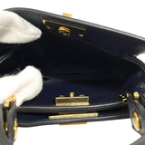 フェンディ FENDI ピーカブー ナノ 7AS294 ネイビー ゴールド金具 ジャガード レザー レディース ハンドバッグ ショルダーバッグ