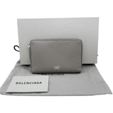 バレンシアガ BALENCIAGA ジップコインケース 771310 グレー　シルバー金具 レザー ユニセックス コインケース