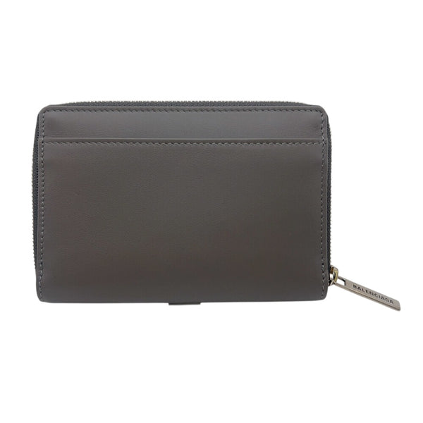 バレンシアガ BALENCIAGA ジップコインケース 771310 グレー　シルバー金具 レザー ユニセックス コインケース