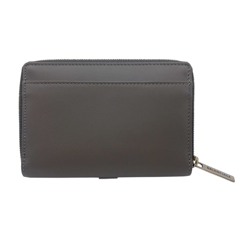 バレンシアガ BALENCIAGA ジップコインケース 771310 グレー　シルバー金具 レザー ユニセックス コインケース