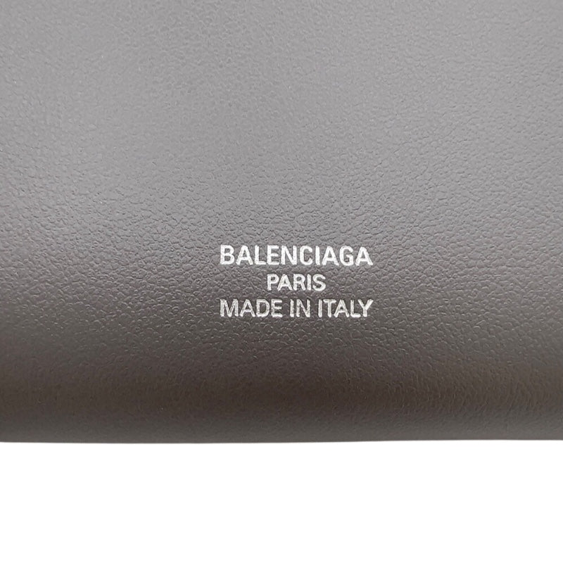 バレンシアガ BALENCIAGA ジップコインケース 771310 グレー　シルバー金具 レザー ユニセックス コインケース