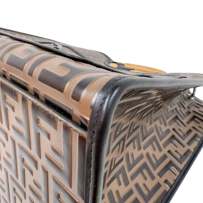 フェンディ FENDI ラナウェイショッパー 8BH351 ブラウン エンボスレザー ユニセックス ハンドバッグ