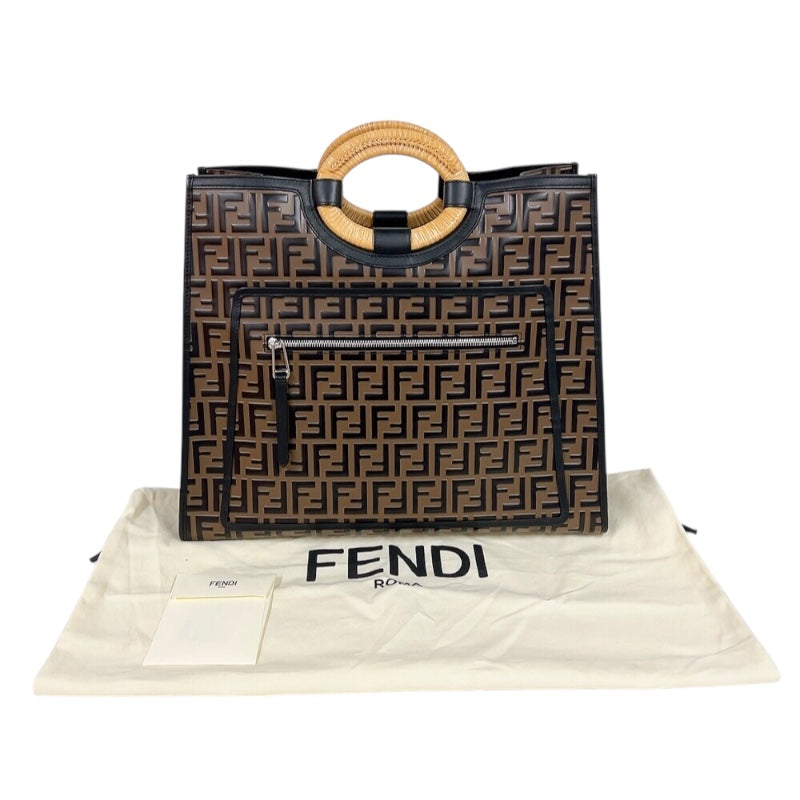 フェンディ FENDI ラナウェイショッパー 8BH351 ブラウン エンボスレザー ユニセックス ハンドバッグ
