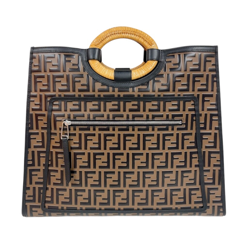 フェンディ FENDI ラナウェイショッパー 8BH351 ブラウン エンボスレザー ユニセックス ハンドバッグ