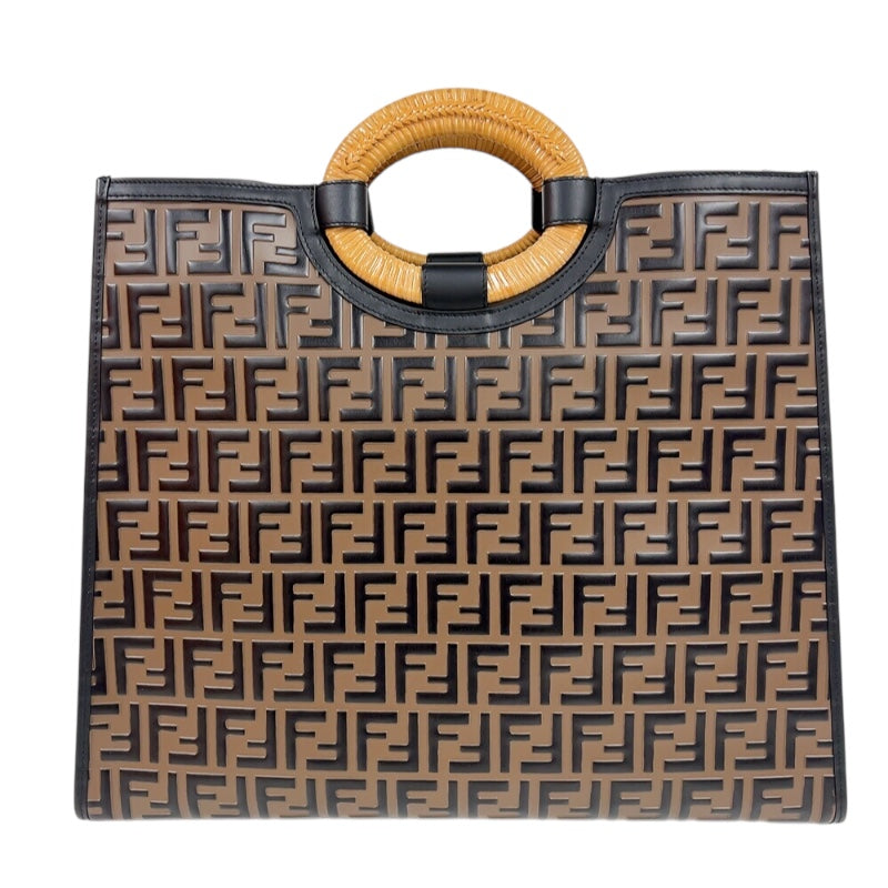 フェンディ FENDI ラナウェイショッパー 8BH351 ブラウン エンボスレザー ユニセックス ハンドバッグ