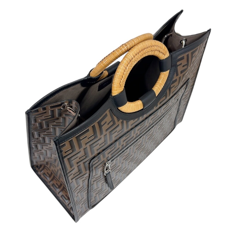 フェンディ FENDI ラナウェイショッパー 8BH351 ブラウン エンボスレザー ユニセックス ハンドバッグ