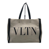 ヴァレンティノ VALENTINO VNTRロゴトートバッグ アイボリー/ブラック キャンバス レディース トートバッグ