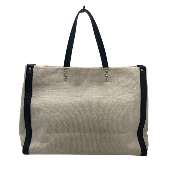 ヴァレンティノ VALENTINO VNTRロゴトートバッグ アイボリー/ブラック キャンバス レディース トートバッグ