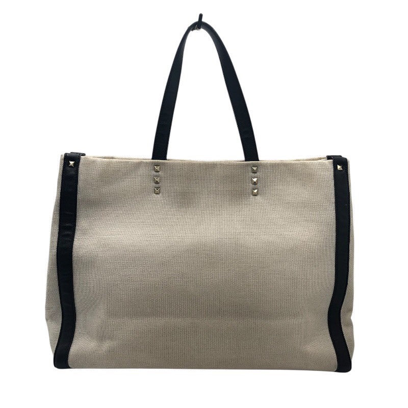 ヴァレンティノ VALENTINO VNTRロゴトートバッグ アイボリー/ブラック キャンバス レディース トートバッグ