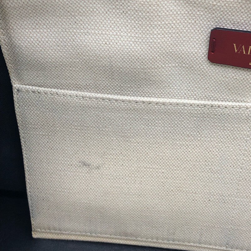 ヴァレンティノ VALENTINO VNTRロゴトートバッグ アイボリー/ブラック キャンバス レディース トートバッグ