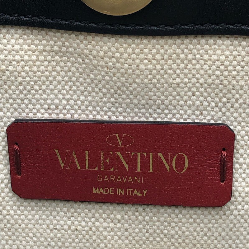 ヴァレンティノ VALENTINO VNTRロゴトートバッグ アイボリー/ブラック キャンバス レディース トートバッグ