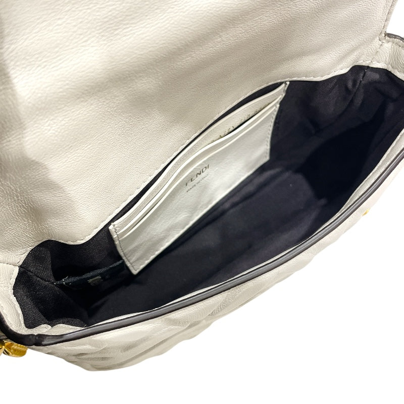フェンディ FENDI バゲットバッグミニ 8BS017 ホワイト/ゴールド金具 レザー レディース ショルダーバッグ