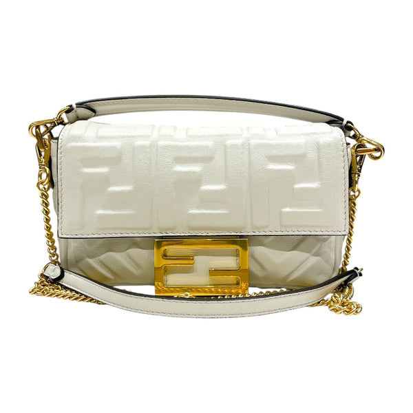 フェンディ FENDI バゲットバッグミニ 8BS017 ホワイト/ゴールド金具 レザー レディース ショルダーバッグ