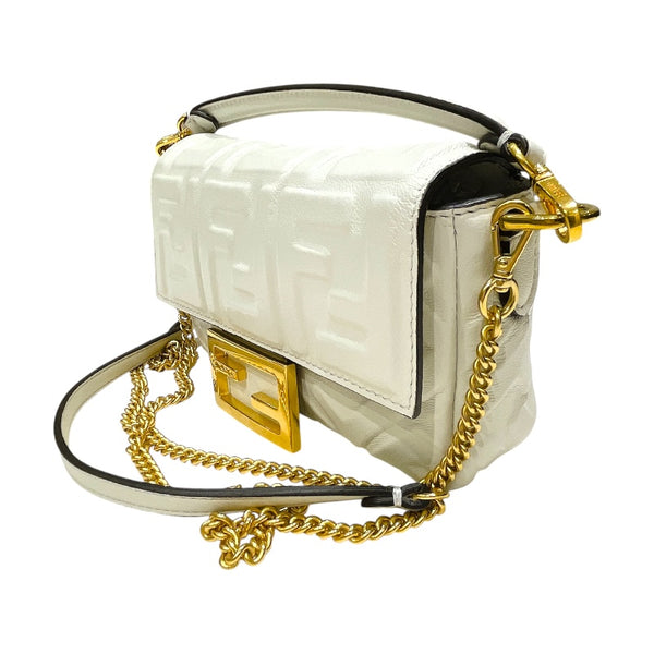 フェンディ FENDI バゲットバッグミニ 8BS017 ホワイト/ゴールド金具 レザー レディース ショルダーバッグ