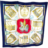 エルメス HERMES カレ90 LES MUSEROLLES アイボリー/ブルーレッド レディース スカーフ