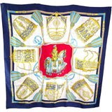 エルメス HERMES カレ90 LES MUSEROLLES アイボリー/ブルーレッド レディース スカーフ