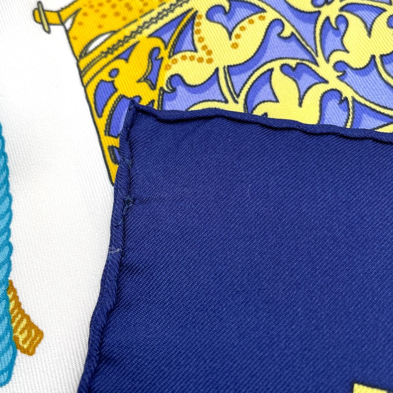 エルメス HERMES カレ90 LES MUSEROLLES アイボリー/ブルーレッド レディース スカーフ