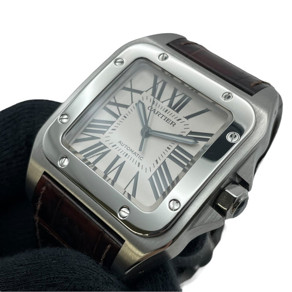 カルティエ Cartier サントス 100 LM W20076X8 ホワイト SS メンズ 腕時計