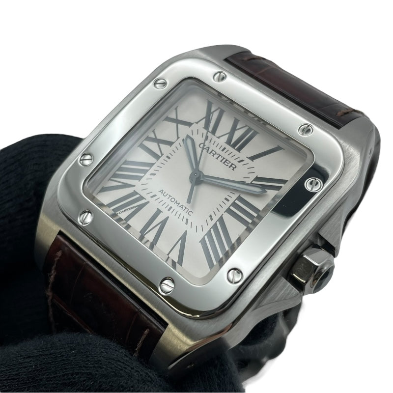 カルティエ Cartier サントス 100 LM W20076X8 ホワイト SS メンズ 腕時計