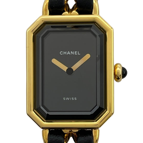 シャネル CHANEL プルミエール M H0001 ブラック GP クオーツ レディース 腕時計