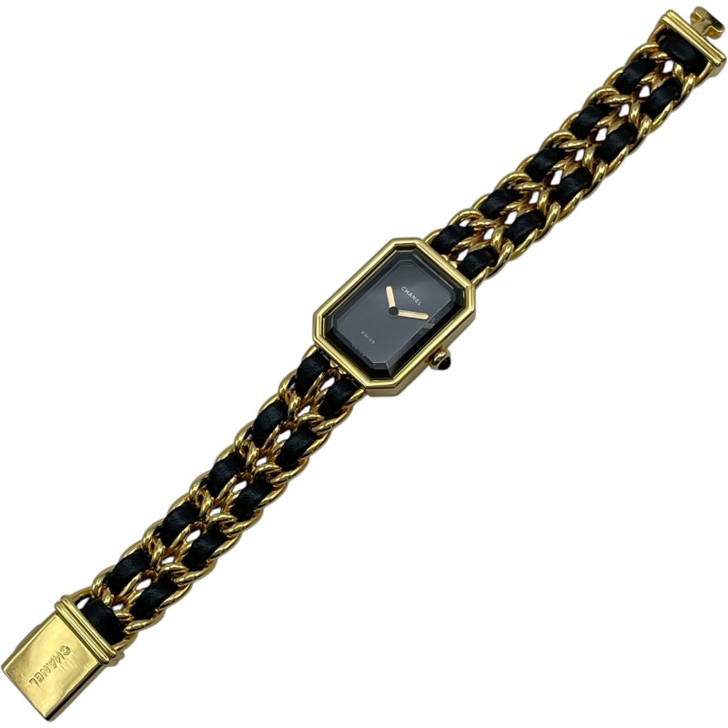 シャネル CHANEL プルミエール M H0001 ブラック GP クオーツ レディース 腕時計