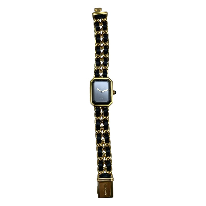 シャネル CHANEL プルミエール H0001 ブラック GP レディース 腕時計