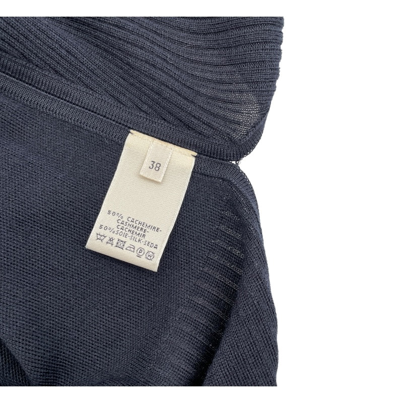 エルメス HERMES ニットケープコート ネイビー カシミヤ/シルク レディース その他アウター