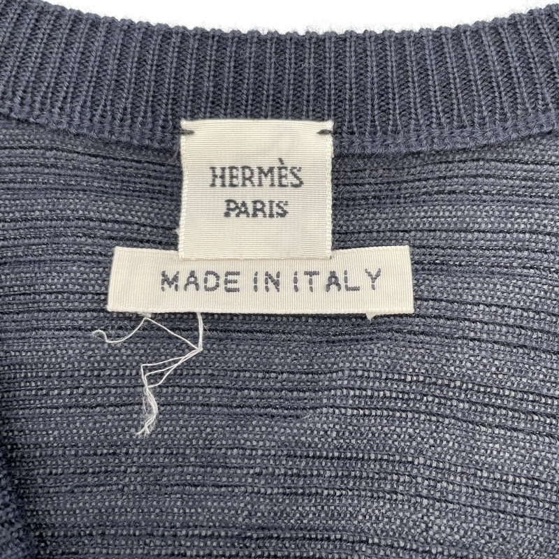 エルメス HERMES ニットケープコート ネイビー カシミヤ/シルク レディース その他アウター
