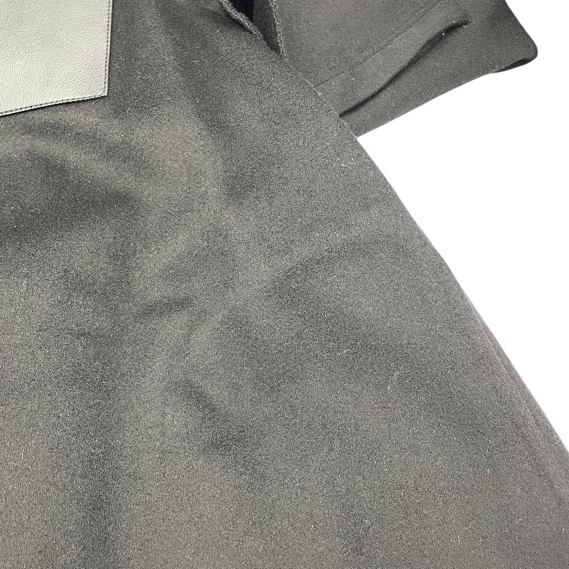 ロエベ LOEWE レザーパッチトラペーズコート S359Y01X98 ブラック ウール レディース ノーカラージャケット