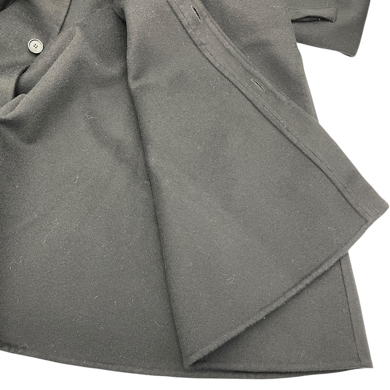 ロエベ LOEWE レザーパッチトラペーズコート S359Y01X98 ブラック ウール レディース ノーカラージャケット