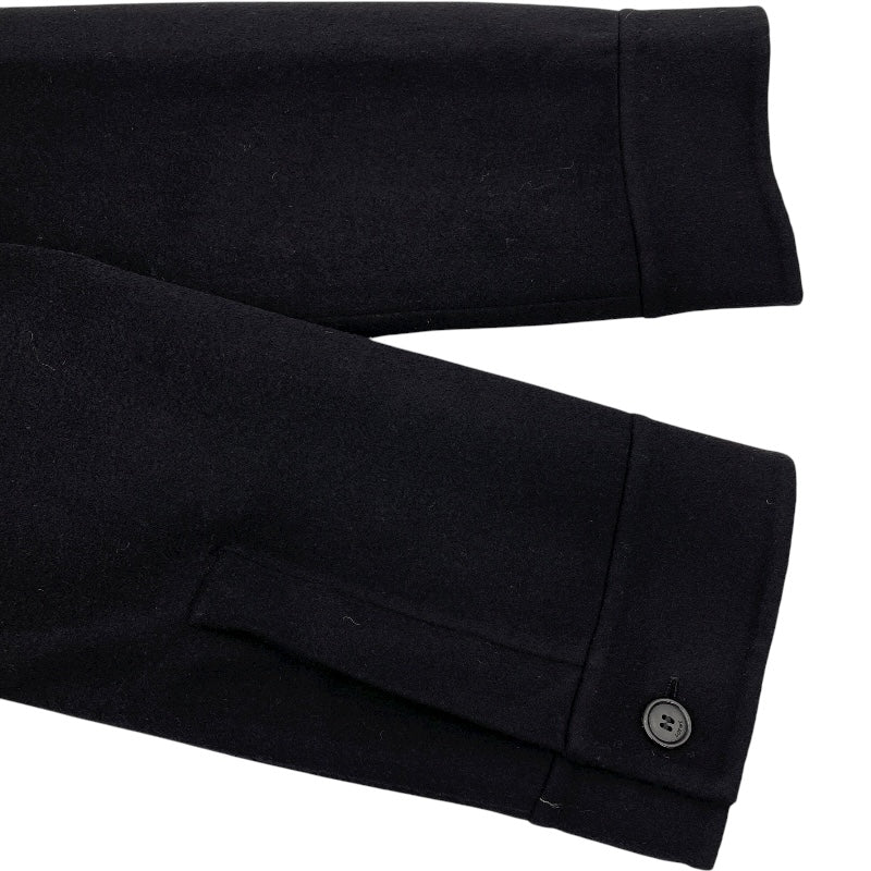 ロエベ LOEWE レザーパッチトラペーズコート S359Y01X98 ブラック ウール レディース ノーカラージャケット