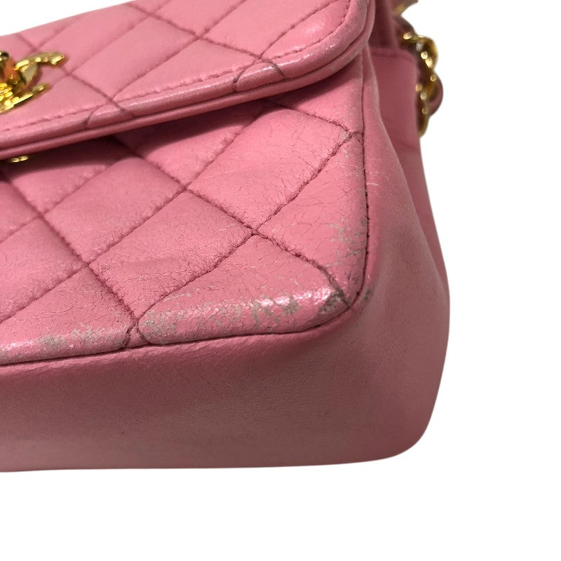 シャネル CHANEL ミニマトラッセ フラップバッグ ピンク ゴールド金具 ラムスキン レディース ショルダーバッグ