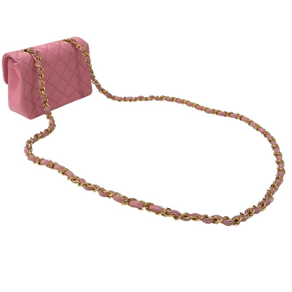 シャネル CHANEL ミニマトラッセ フラップバッグ ピンク ゴールド金具 ラムスキン レディース ショルダーバッグ